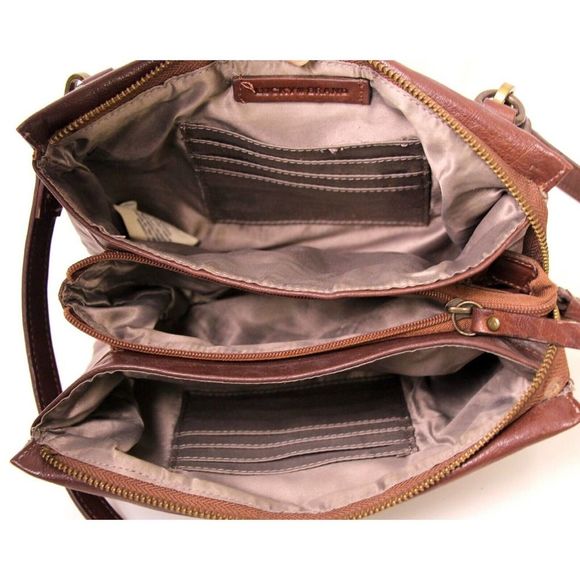 LUCKY BRAND BROWN GENUINE LEATHER ZIP SHOULDER BAG XBODY MESSENGER HANDBAG - Picture 8 of 12